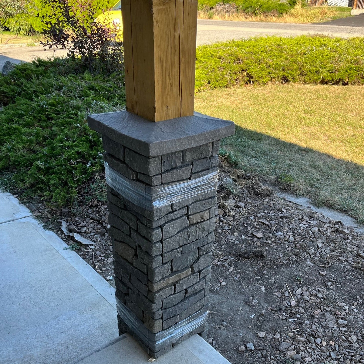 Faux Ridge Stone Pillar Panel - Grey Brown