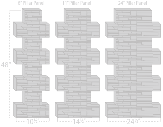 Faux Ledge Stone Pillar Panel - Grey Brown