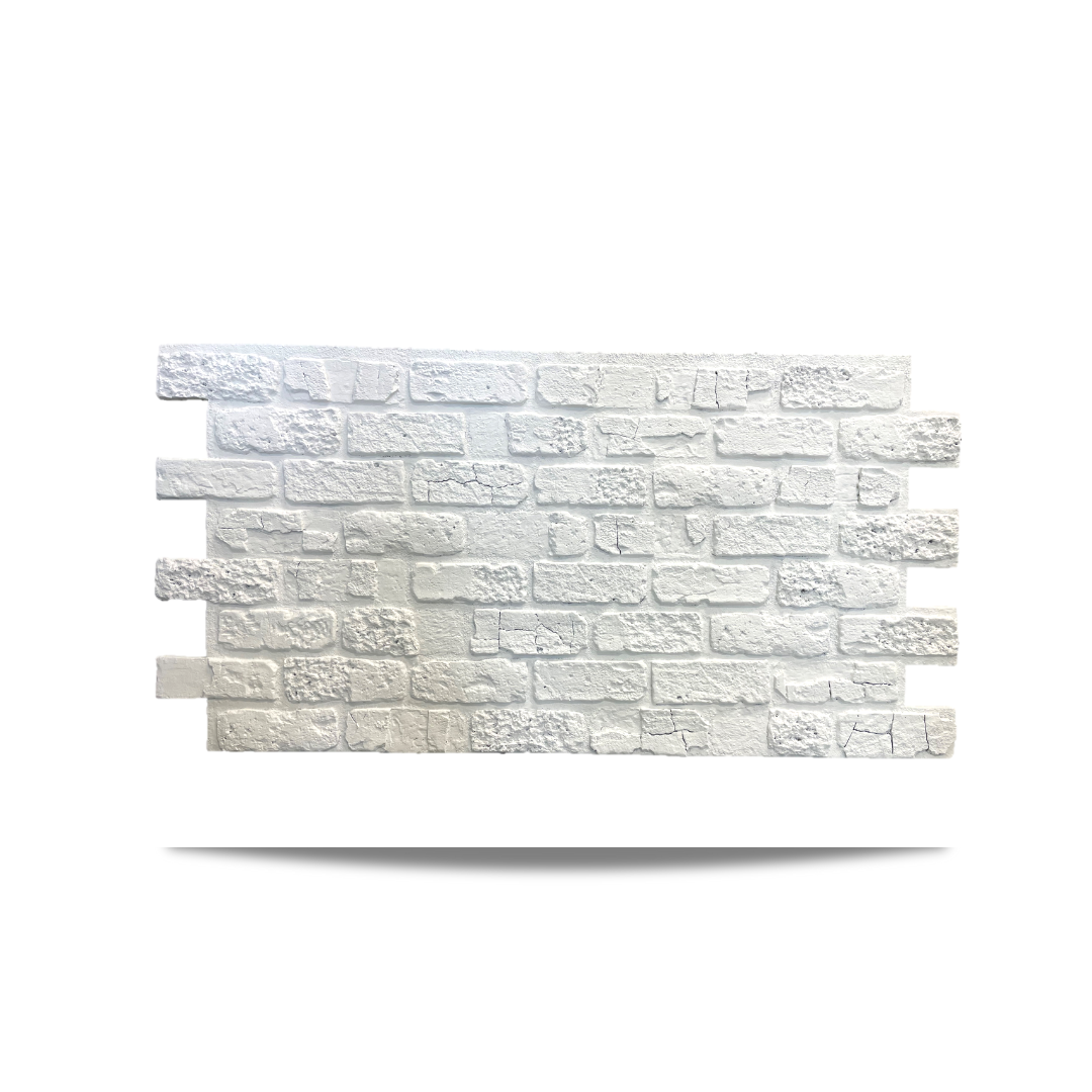 ClassicBrick 1/2" Faux Brick Panels - Distressed White