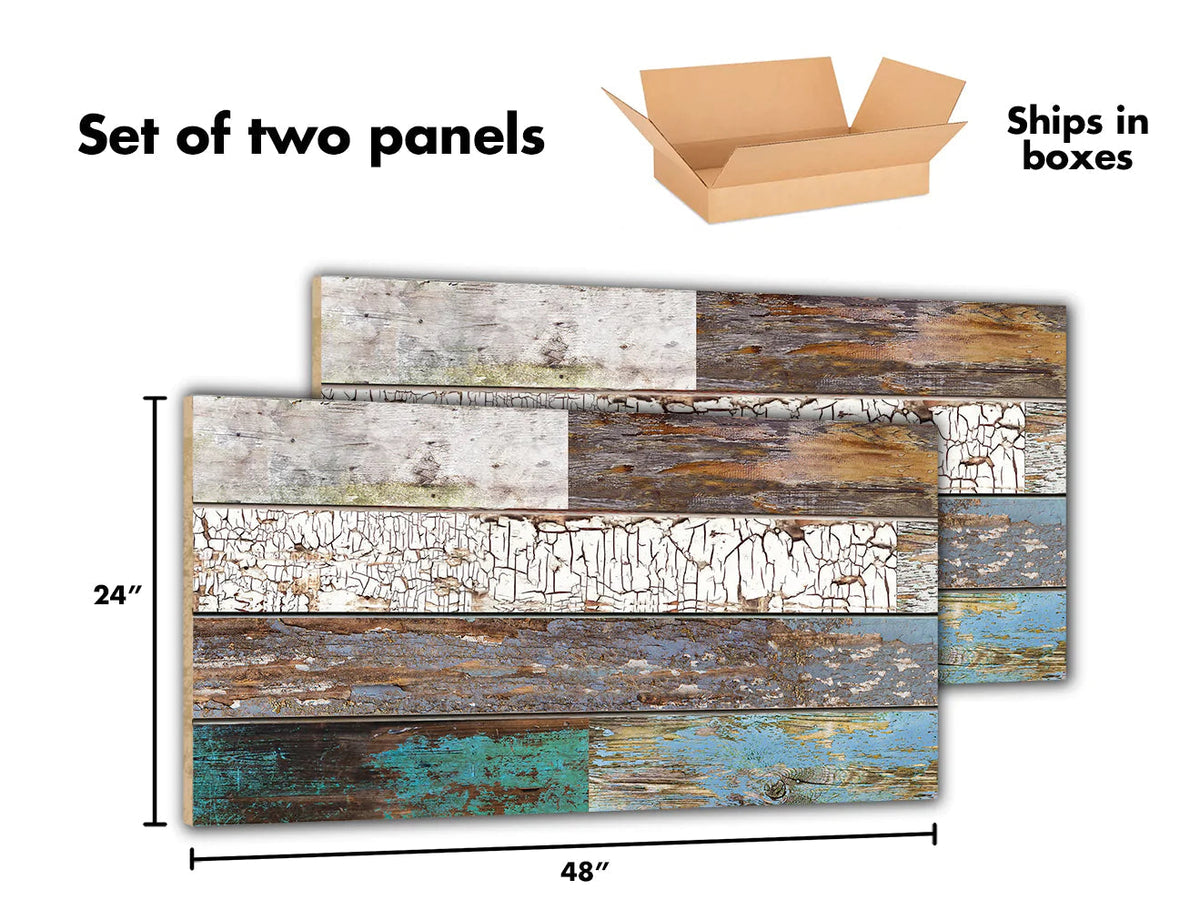 Decorative Wall Panels - Wood Old Paint  - Blue