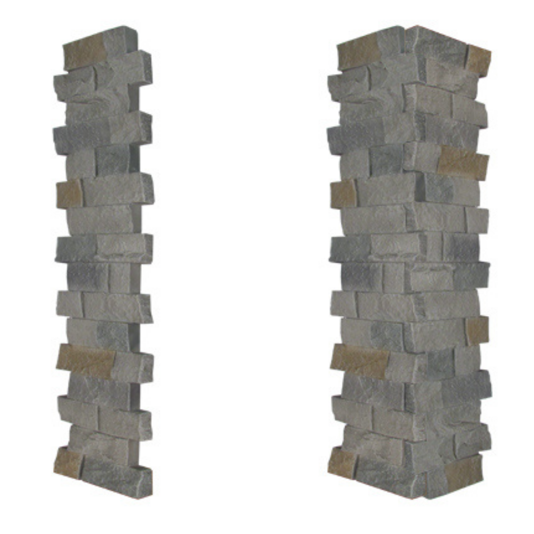 Faux Ledge Stone Pillar Panel - Grey Brown