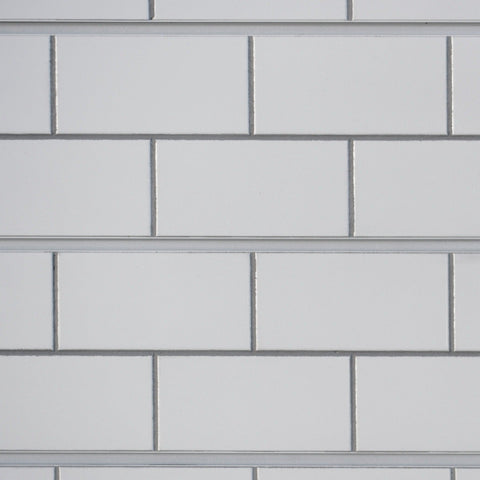 Slatwall - Subway Tile - White w/ Grey Grout