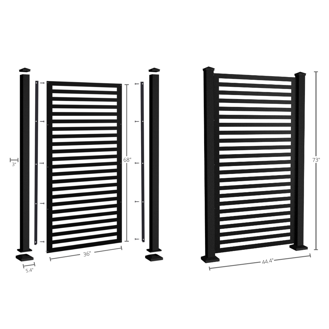 Palms & Fronds Privacy Screen - Black