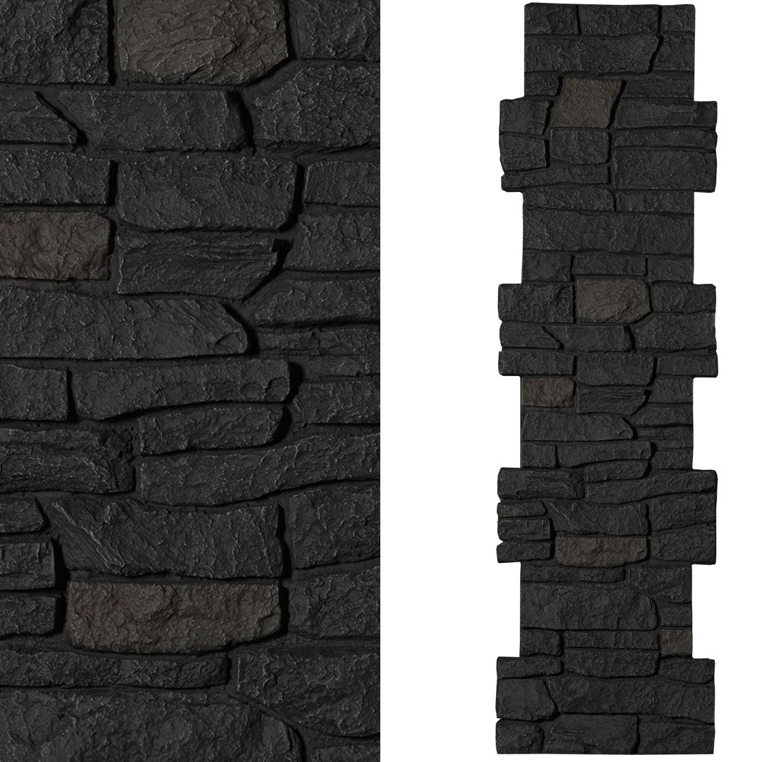 RIDGE STONE - PILLAR PANEL-Faux Stone Pillar-Quality Stone-Black Blend-8"-Wall Theory