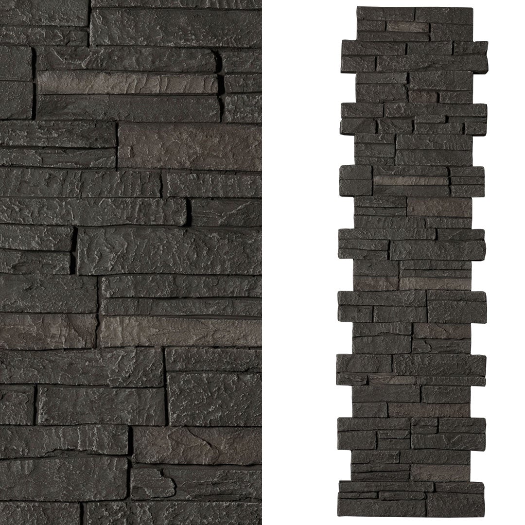 STACKED STONE - PILLAR PANEL-Faux Stone Pillar-Quality Stone-Dark Brown-8"-Wall Theory