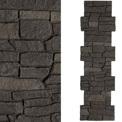 Faux Ridge Stone Pillar Panel - Dark Brown