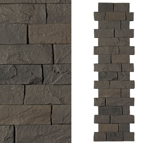Faux Ledge Stone Pillar Panel - Grey Brown