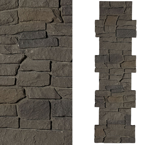 Faux Ridge Stone Pillar Panel - Grey Brown