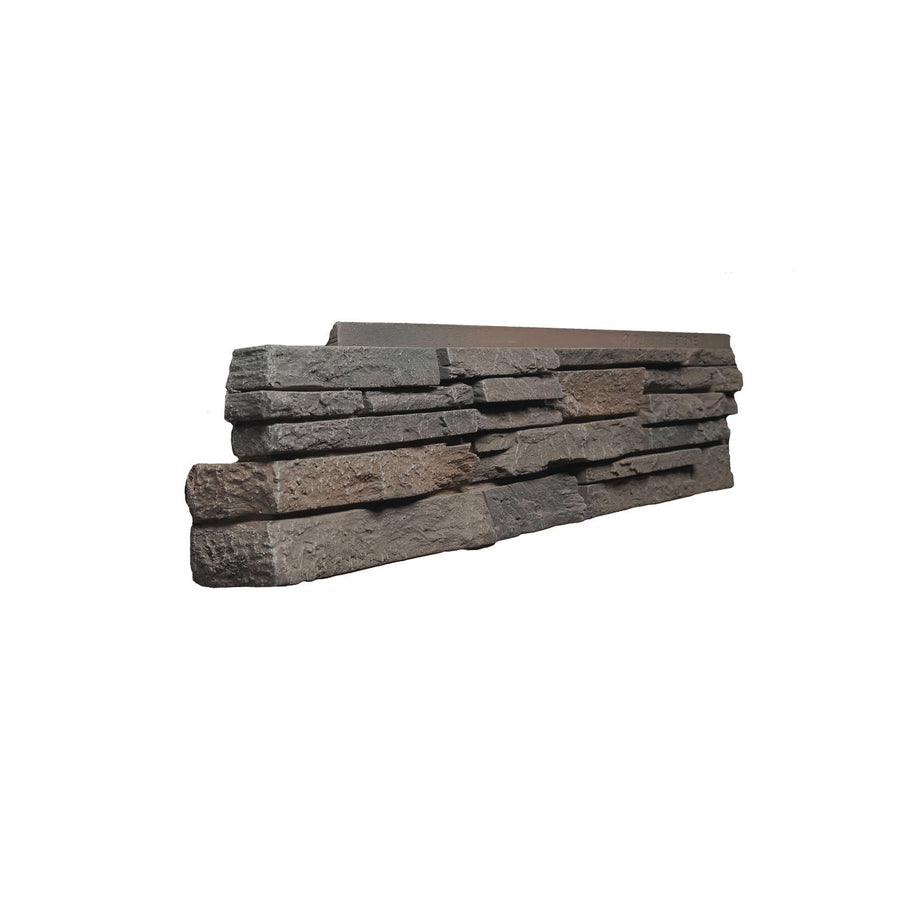 STACKED STONE - 6X25.5" LEFT CORNER - DARK BROWN-Faux Stacked Stone-Quality Stone-DARK BROWN-Wall Theory