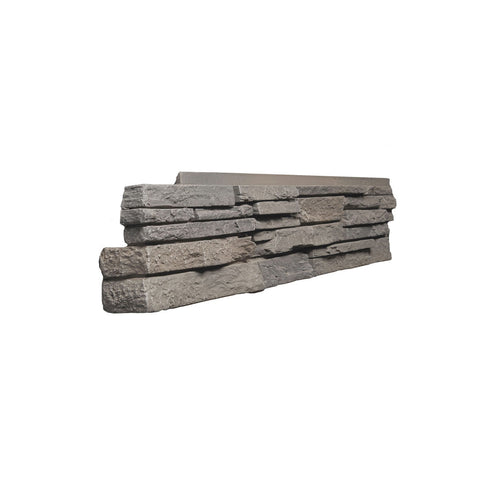 STACKED STONE - 6X25.5" LEFT CORNER - GREY-Faux Stacked Stone-Quality Stone-Grey Blend-Wall Theory