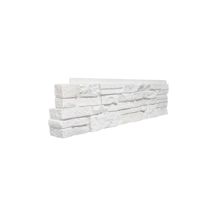 STACKED STONE - 6X25.5" LEFT CORNER - SIMPLY WHITE-Faux Stacked Stone-Quality Stone-Simply White-Wall Theory