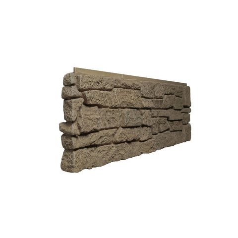 RIDGE STONE - 11X25.5" - LEFT CORNER LIGHT BROWN-Faux Ridge Stone-Quality Stone-Light Brown-Wall Theory