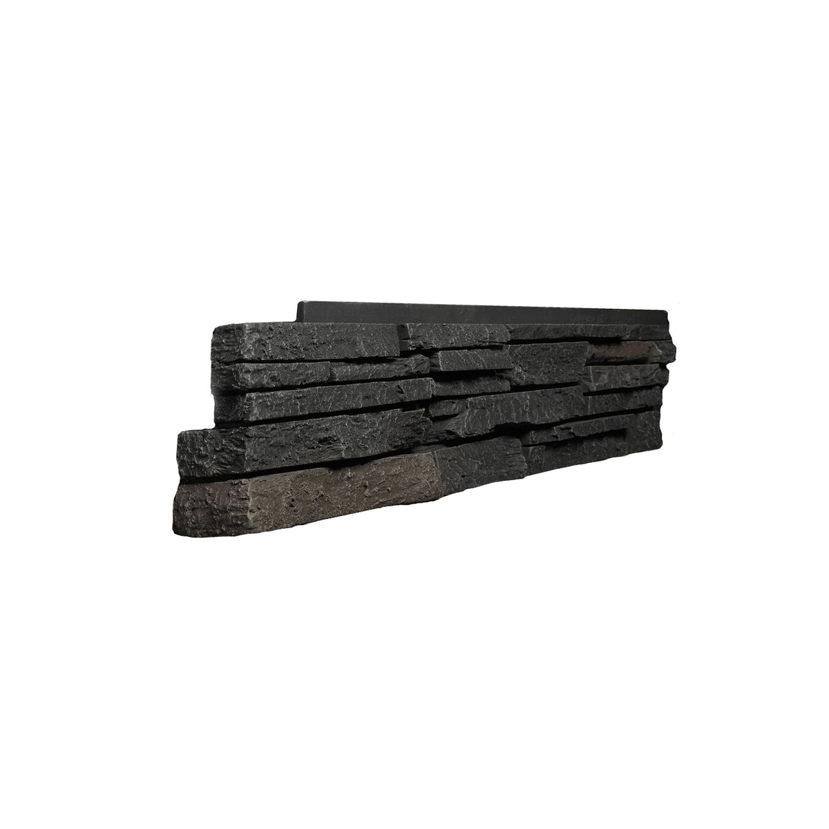 STACKED STONE - 6X25.5" LEFT CORNER - BLACK-Faux Stacked Stone-Quality Stone-Black Blend-Wall Theory