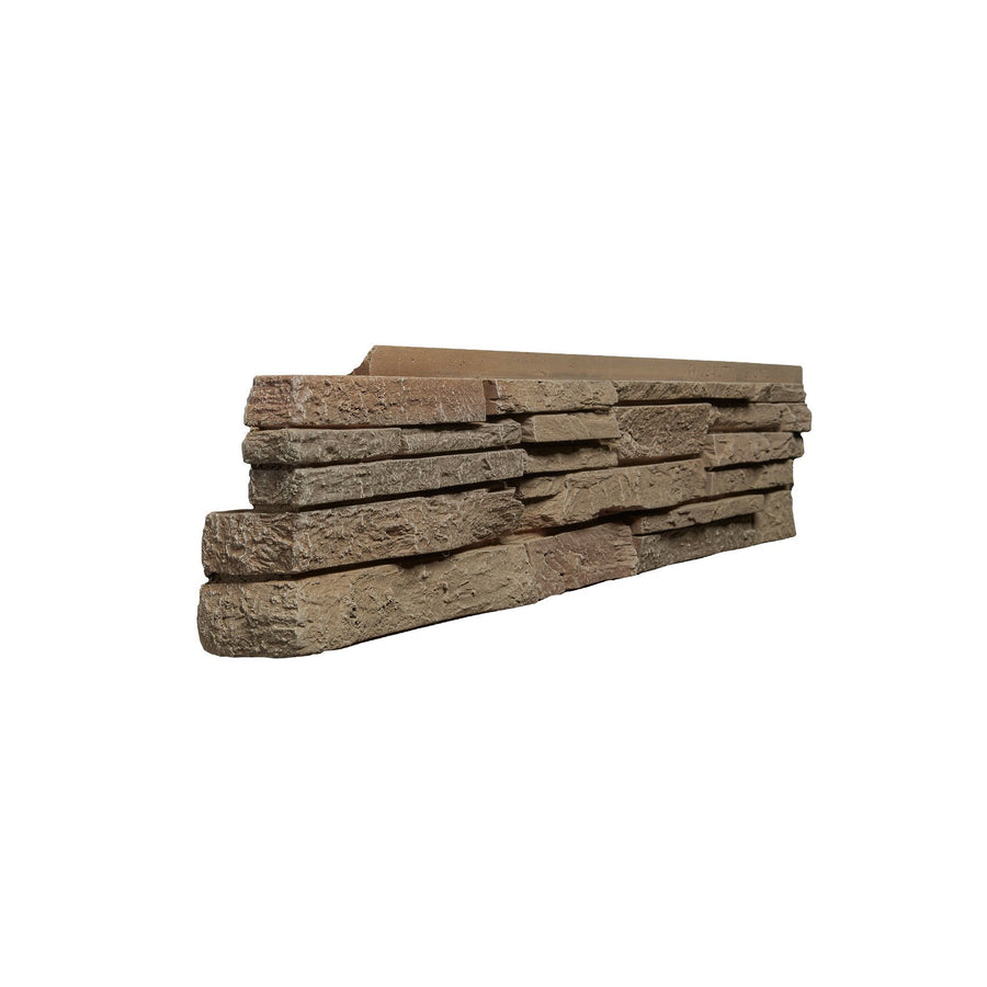 STACKED STONE - 6X25.5" LEFT CORNER - LIGHT BROWN-Faux Stone Accessories-Quality Stone-LIGHT BROWN-Wall Theory