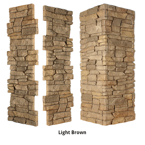 Faux Ridge Stone Pillar Panel - Light Brown
