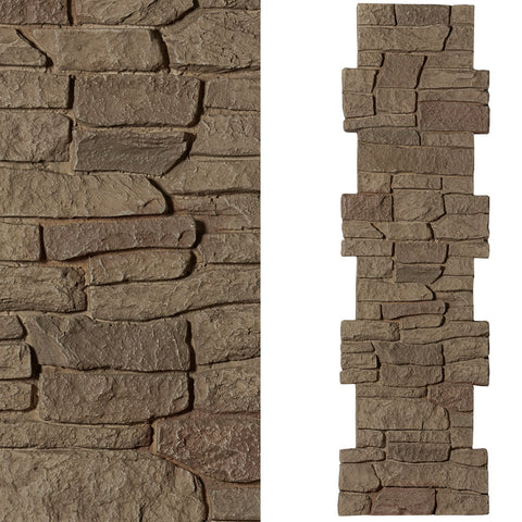 Faux Ridge Stone Pillar Panel - Light Brown