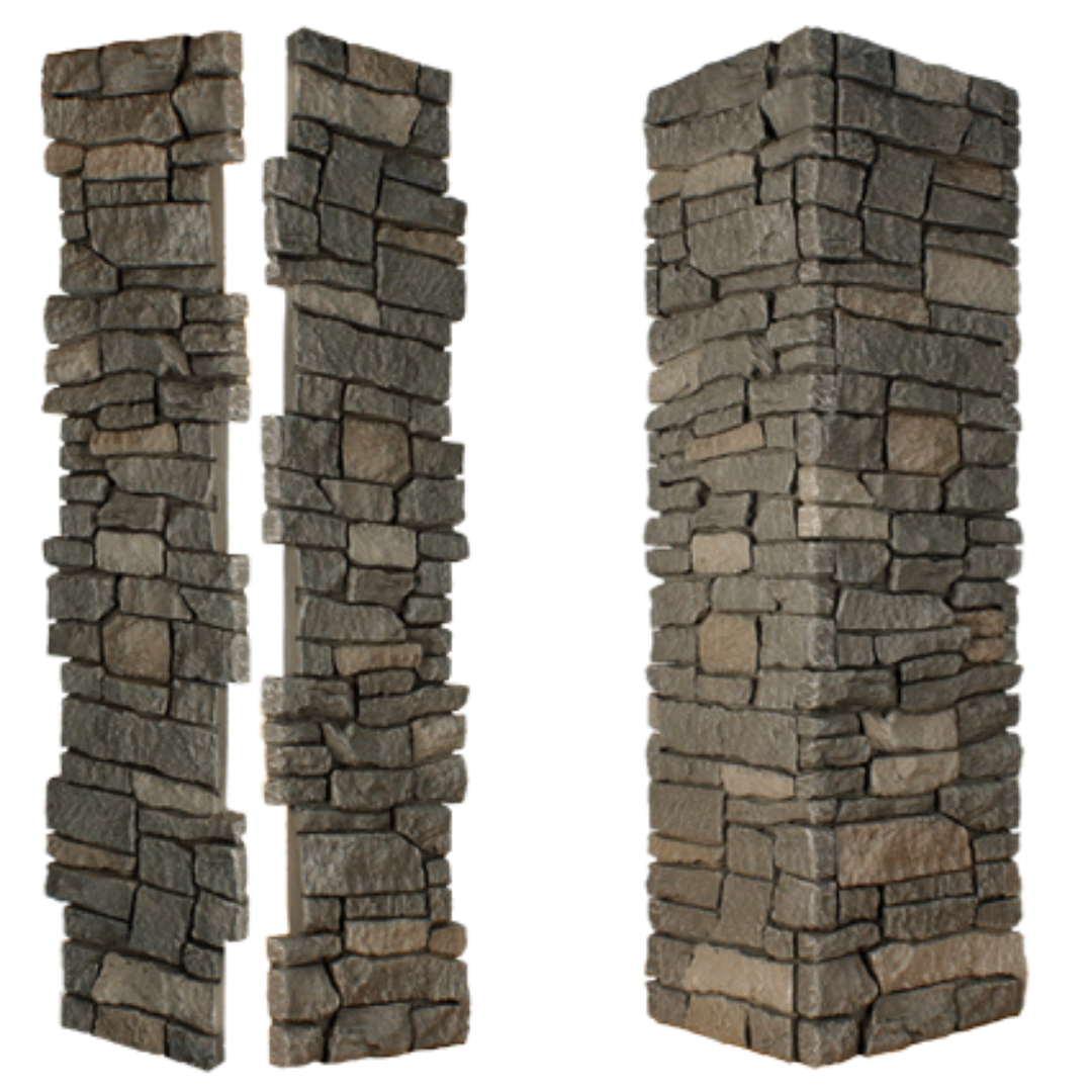 Faux Ridge Stone Pillar Panel - Dark Brown
